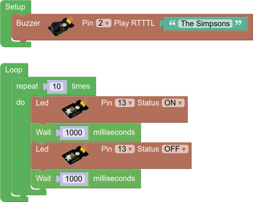 ArduinoBlocks program of the Keyestudio UNO board (compatible with Arduino UNO)