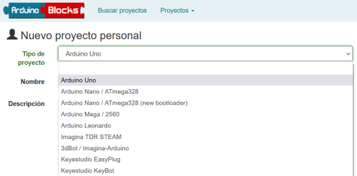 Programa ArduinoBlocks de la placa Keyestudio UNO (compatible con Arduino UNO)