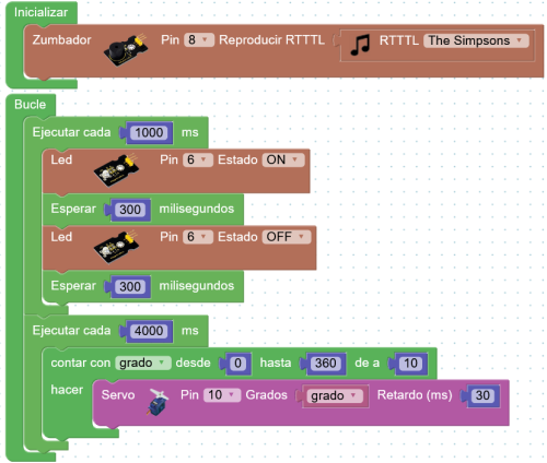 Programa ArduinoBlocks de la placa Keyestudio UNO (compatible con Arduino UNO)